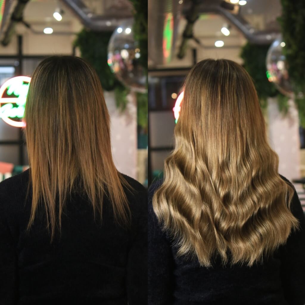 lengthening caramel hair extensions before and after