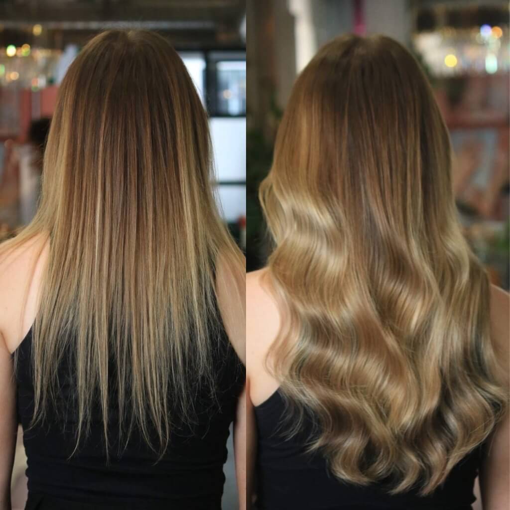 hair colour and extensions before and after