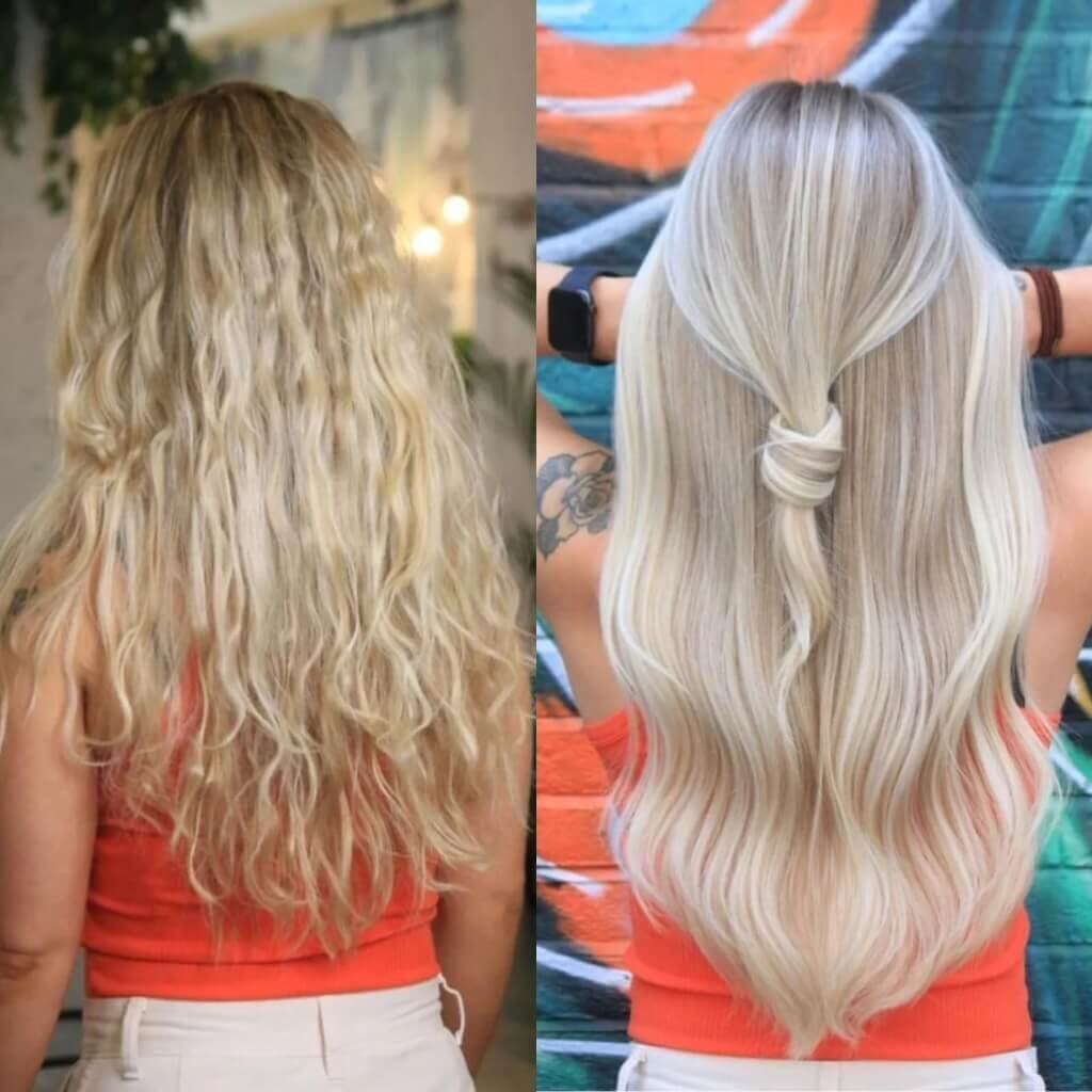 platinum blonde hair colour before and after