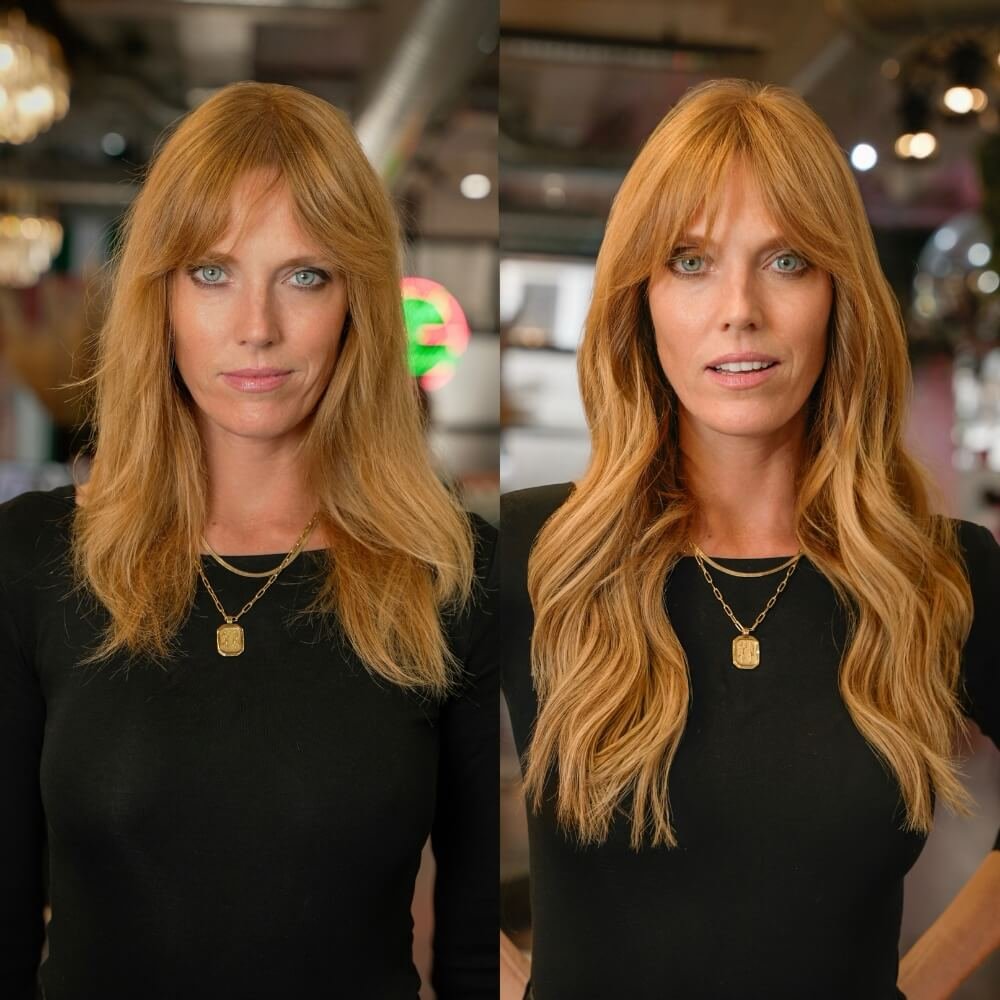 Ginger hair extensions before and after