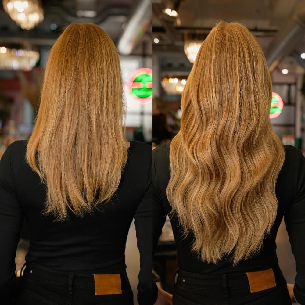 Ginger hair extensions before and after