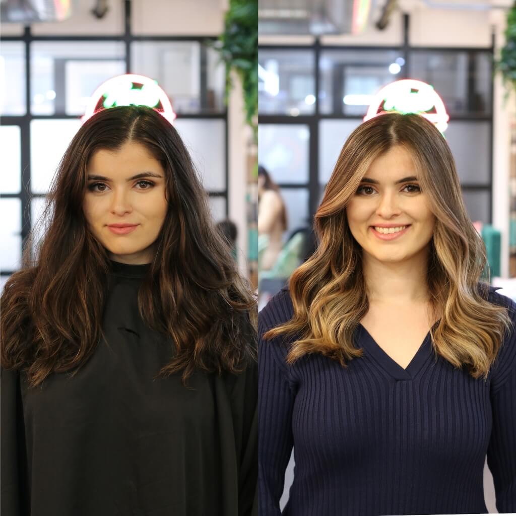 Balayage before and after