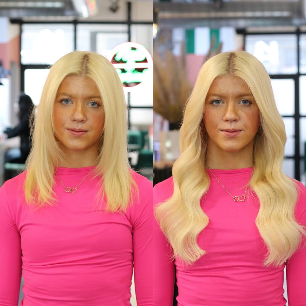 Hair Extensions Before and After Light blonde hair extensions before and after