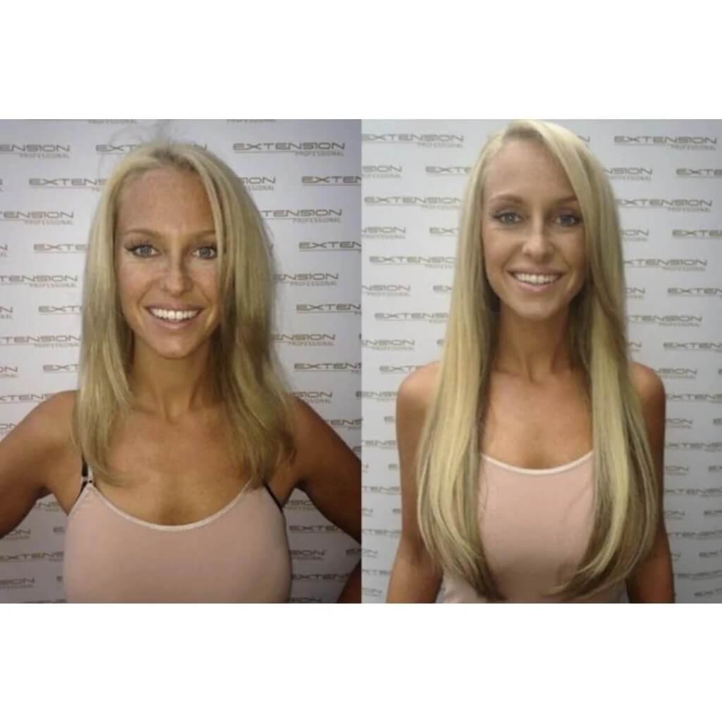 blonde hair extension transformation