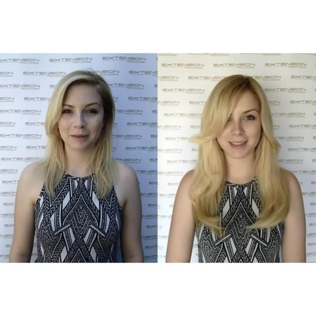 blonde hair extension transformation