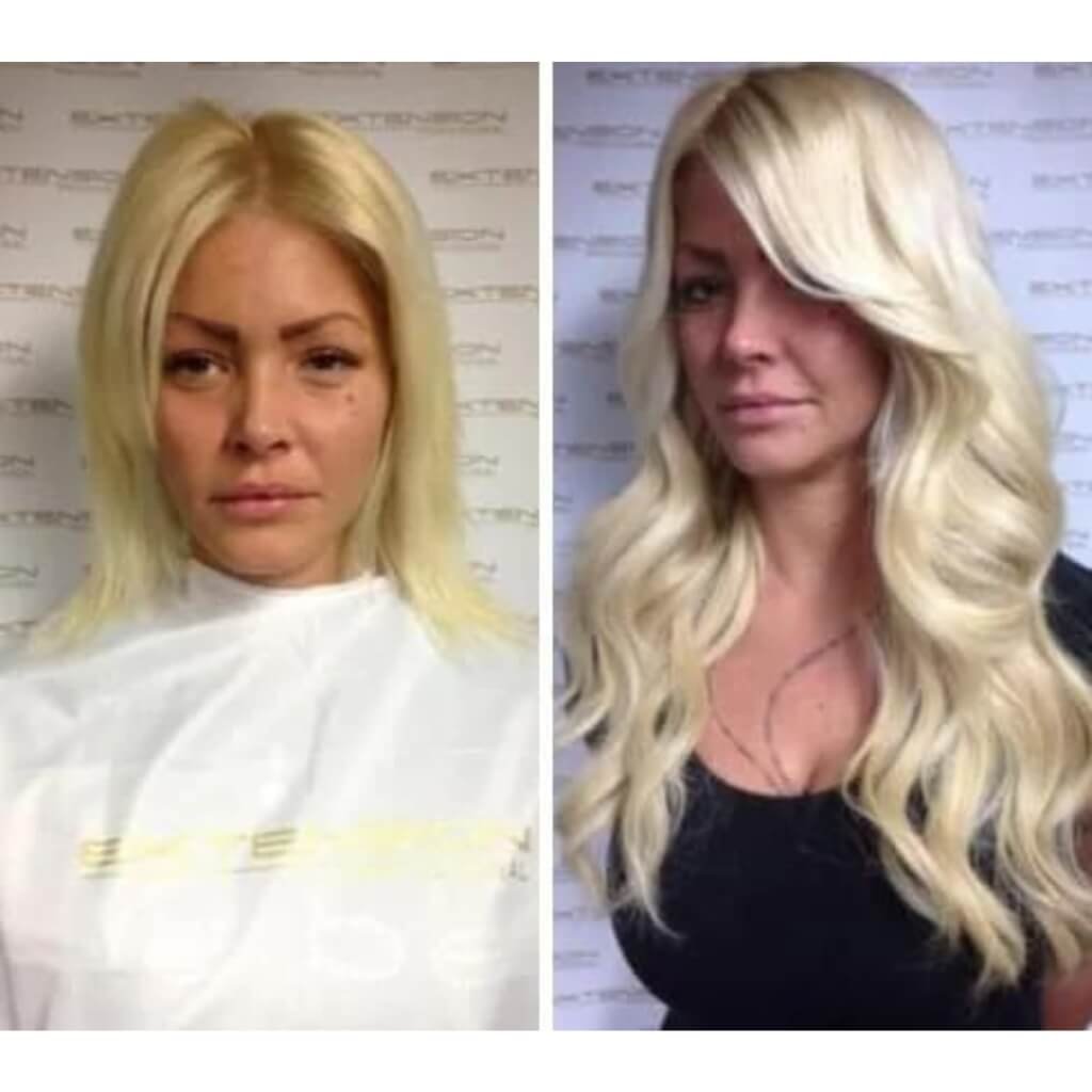 blonde hair extension transformation