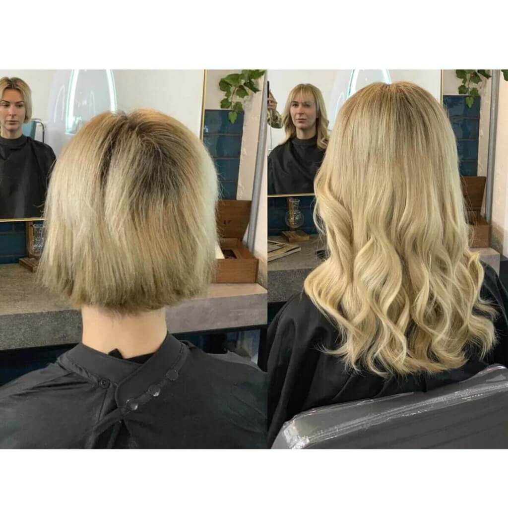 short to long blonde hair extension transformation