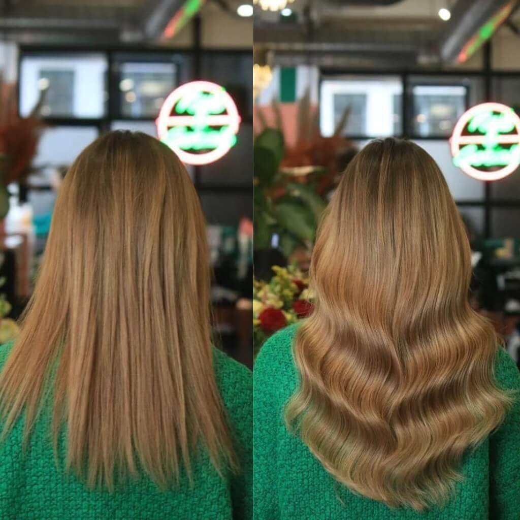 wavy hair extension transformation