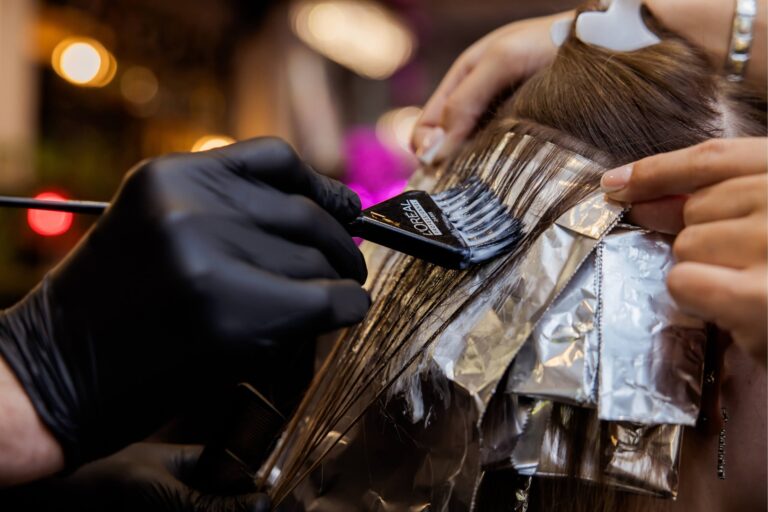Foil highlights being applied at Beauty Club London