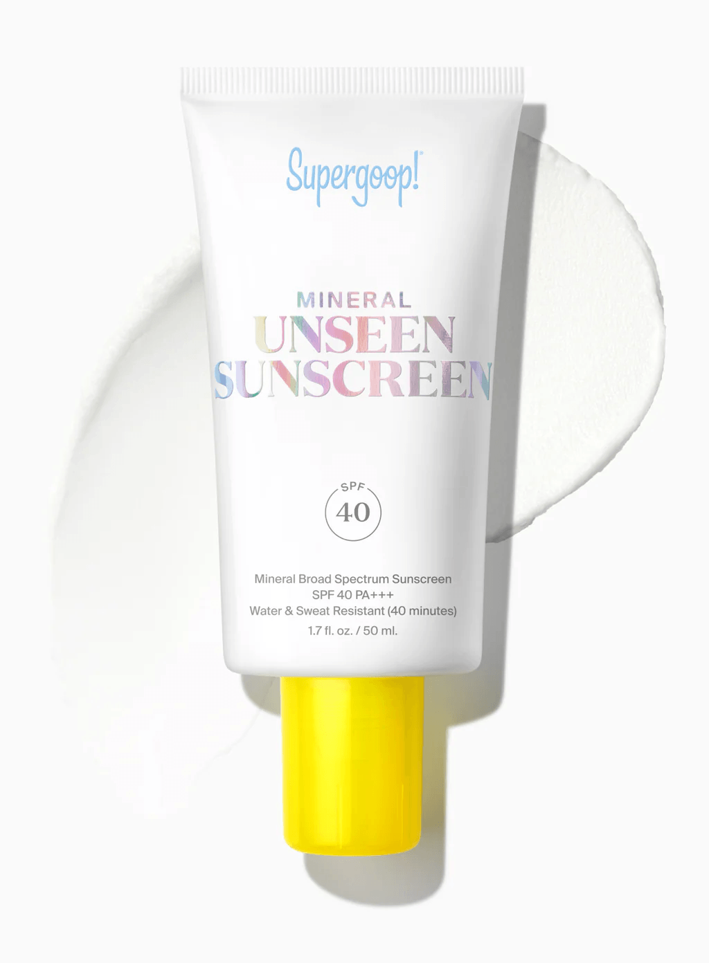 Supergoop! Mineral Unseen Sunscreen SPF 40 bottle, an extension-safe mineral sunscreen for the face