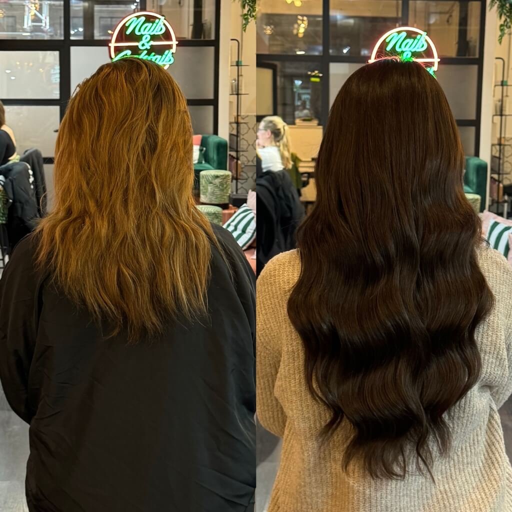 colour change hair extension transformation