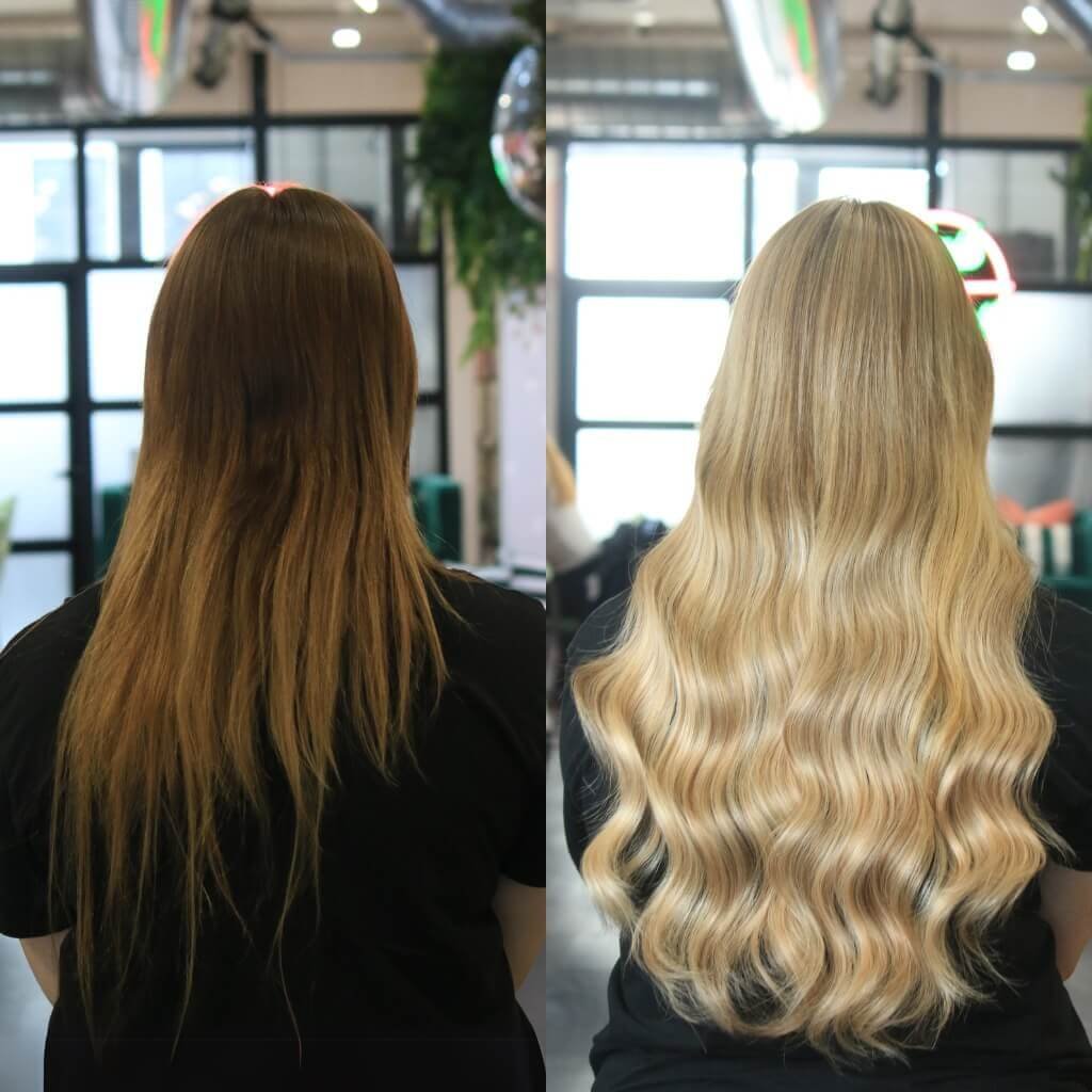 dark to blonde hair colour transformation