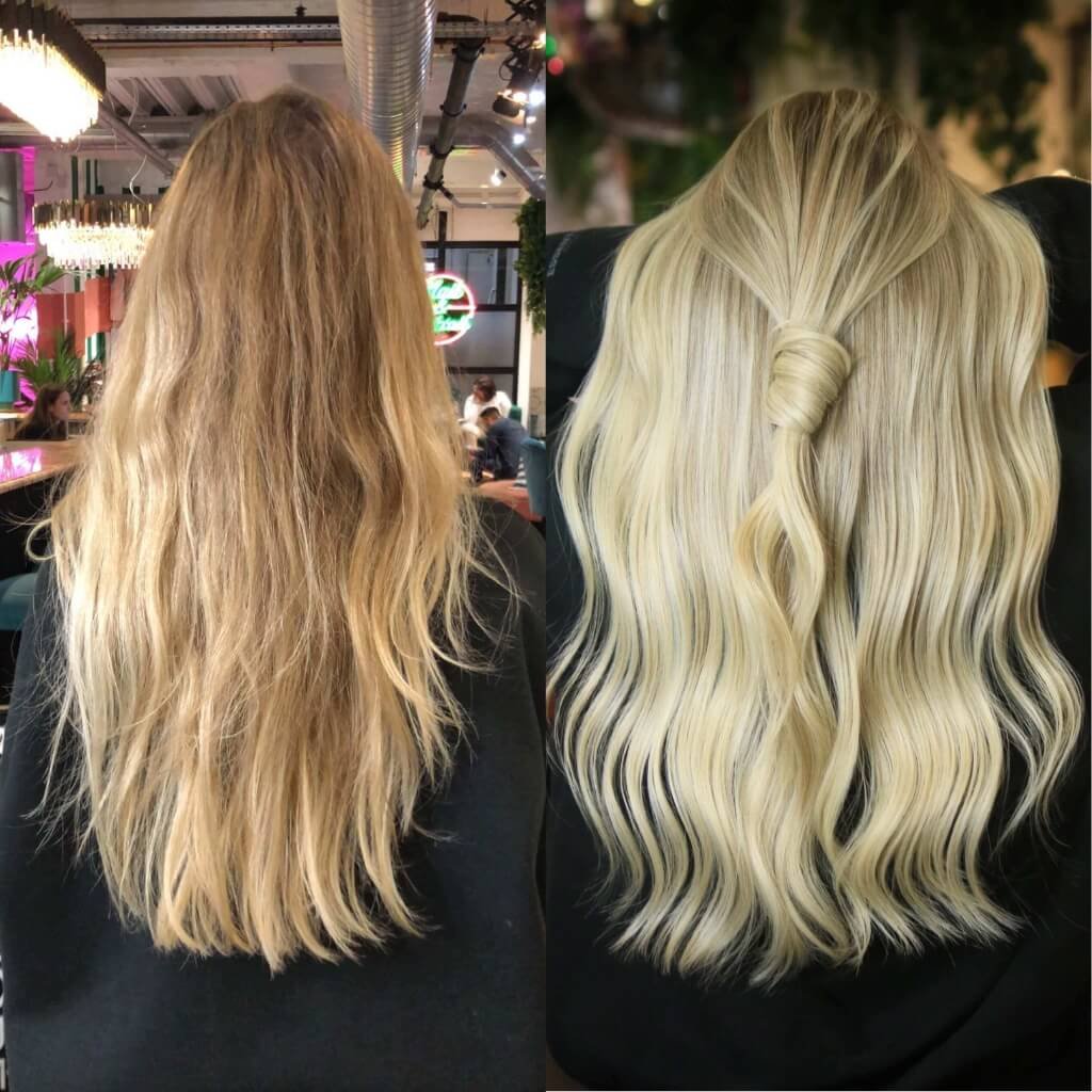 blonde hair colour before and after