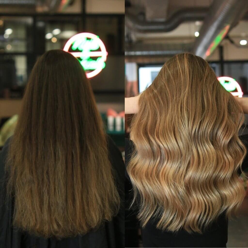 dark to light hair colour transformation