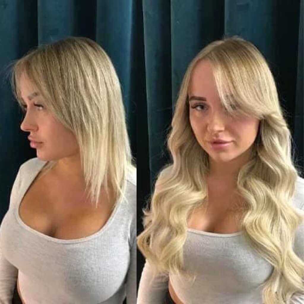 short to long blonde hair extension transformation