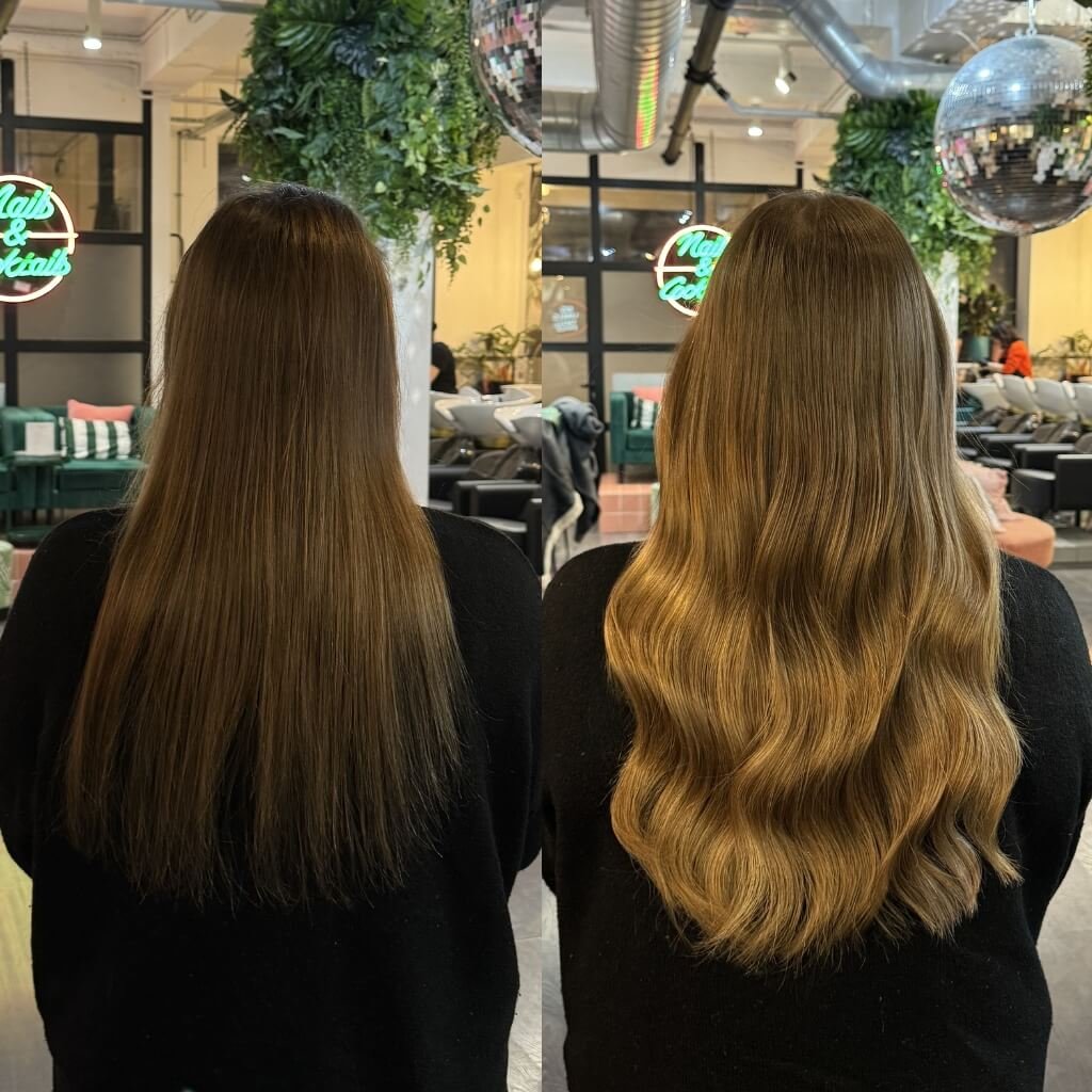 Hair extensions before and after with thin hair