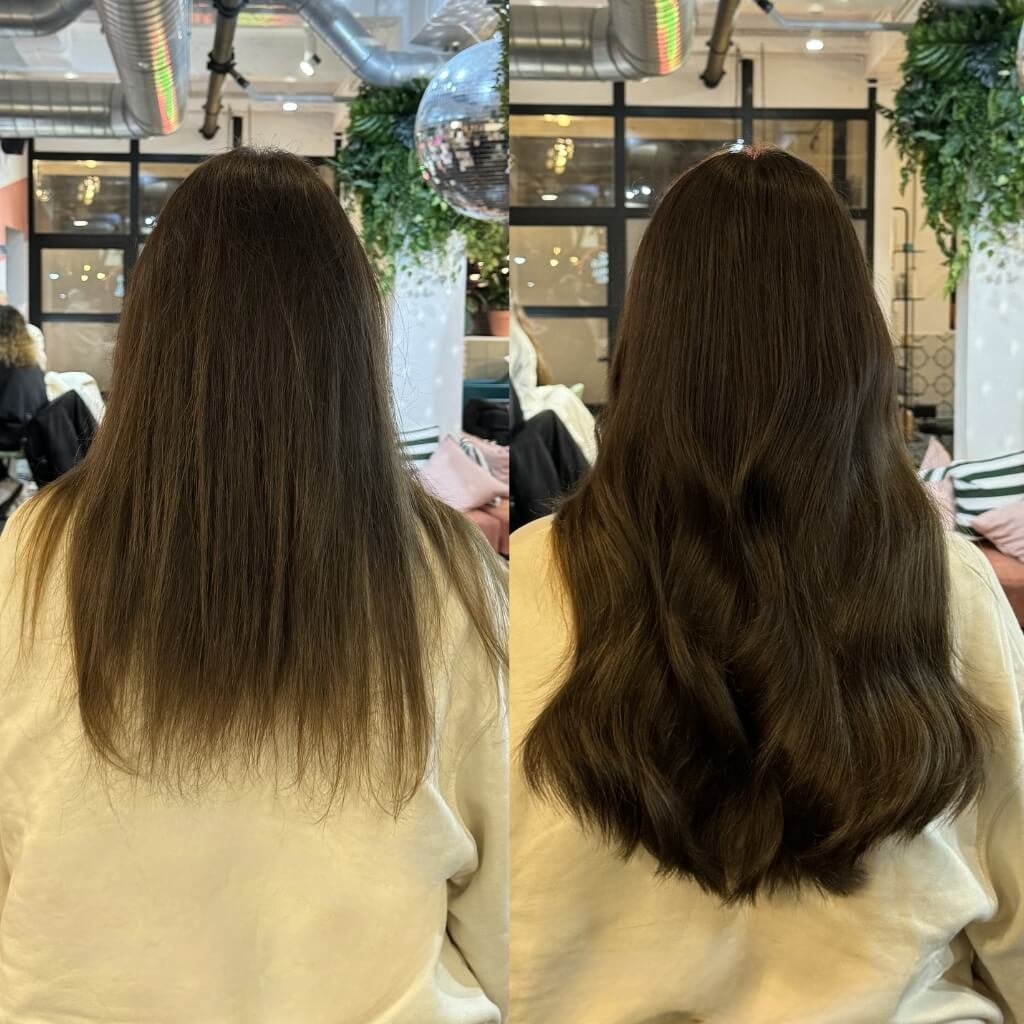Hair extensions before and after