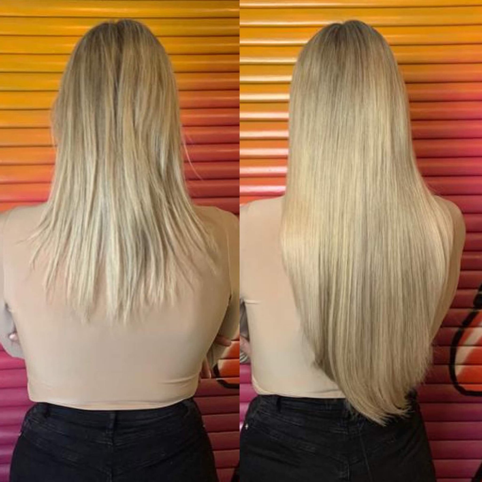 before and after hair extension transformation