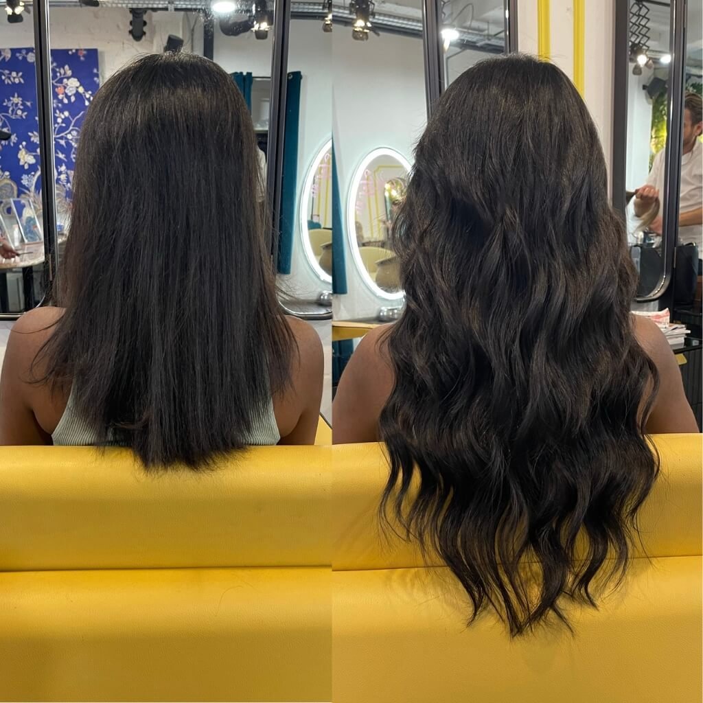 before and after hair extensions