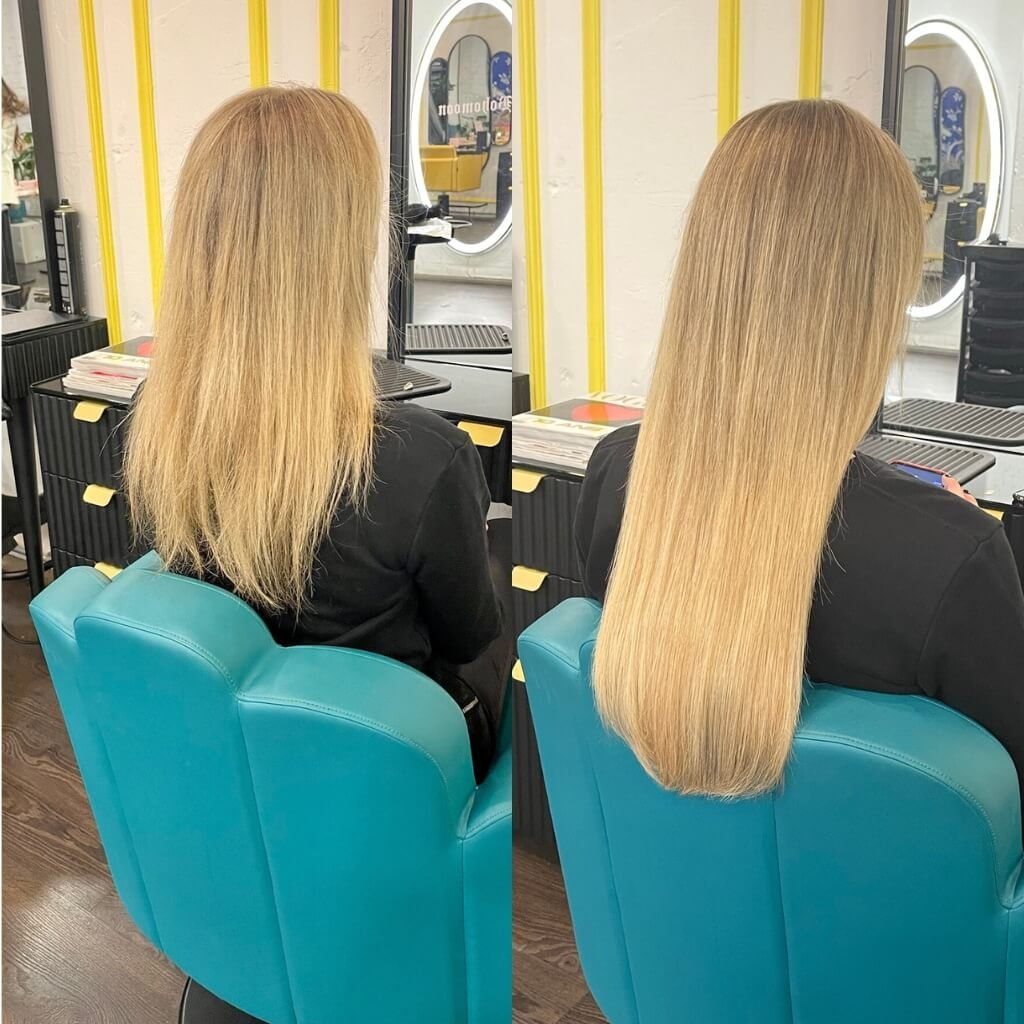 short to long blonde hair extension transformation