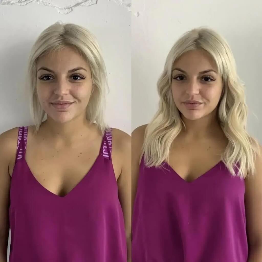 colour matched hair extension transformation