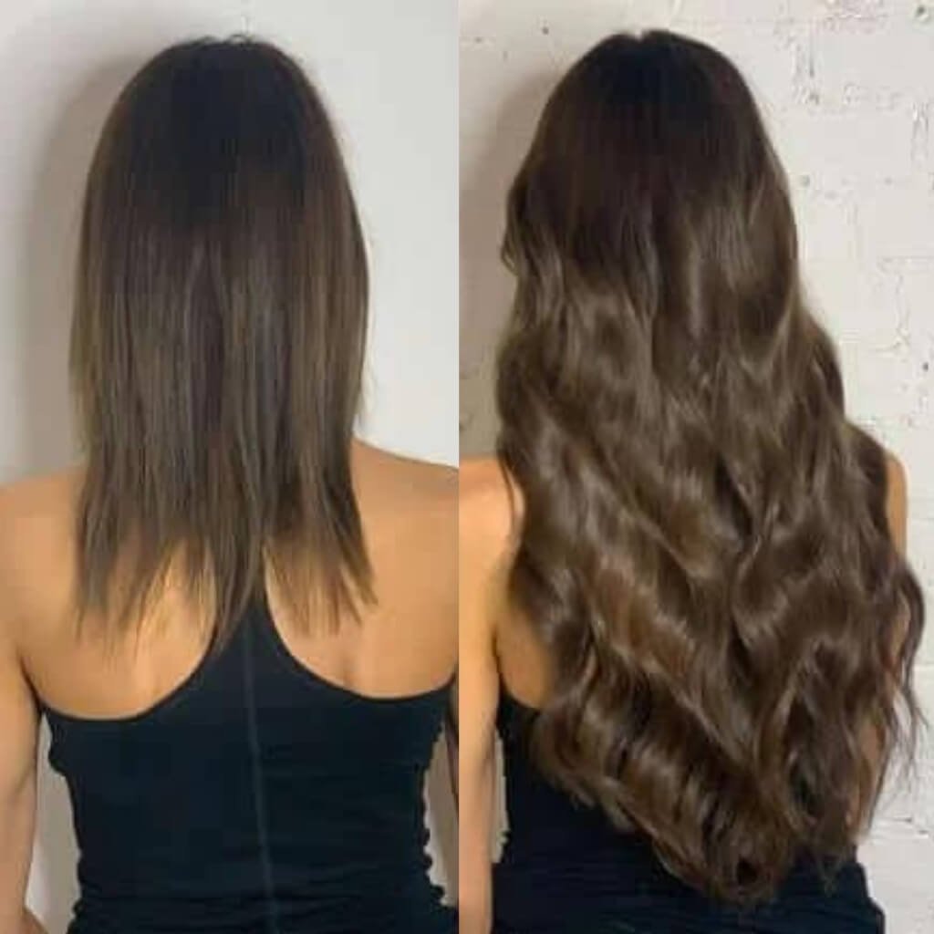 short to long brown hair extension transformation