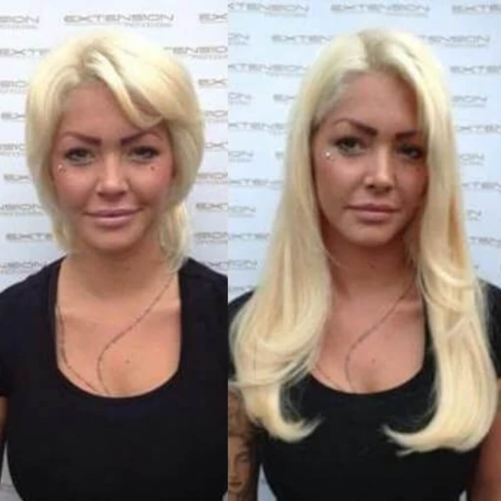 blonde hair extension transformation