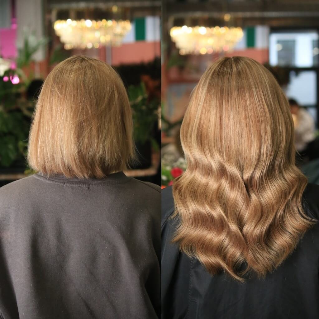 Hair extensions before and after very short hair