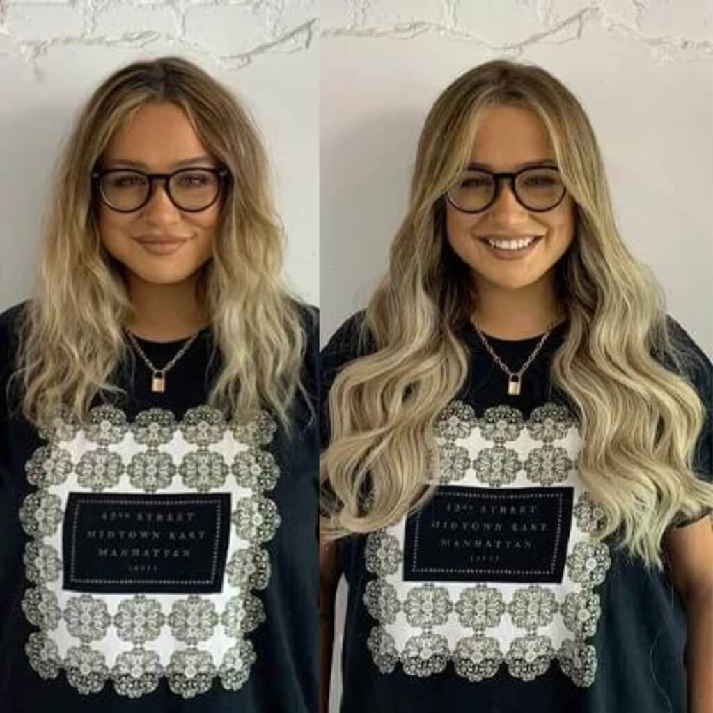 colour match hair extension transformation