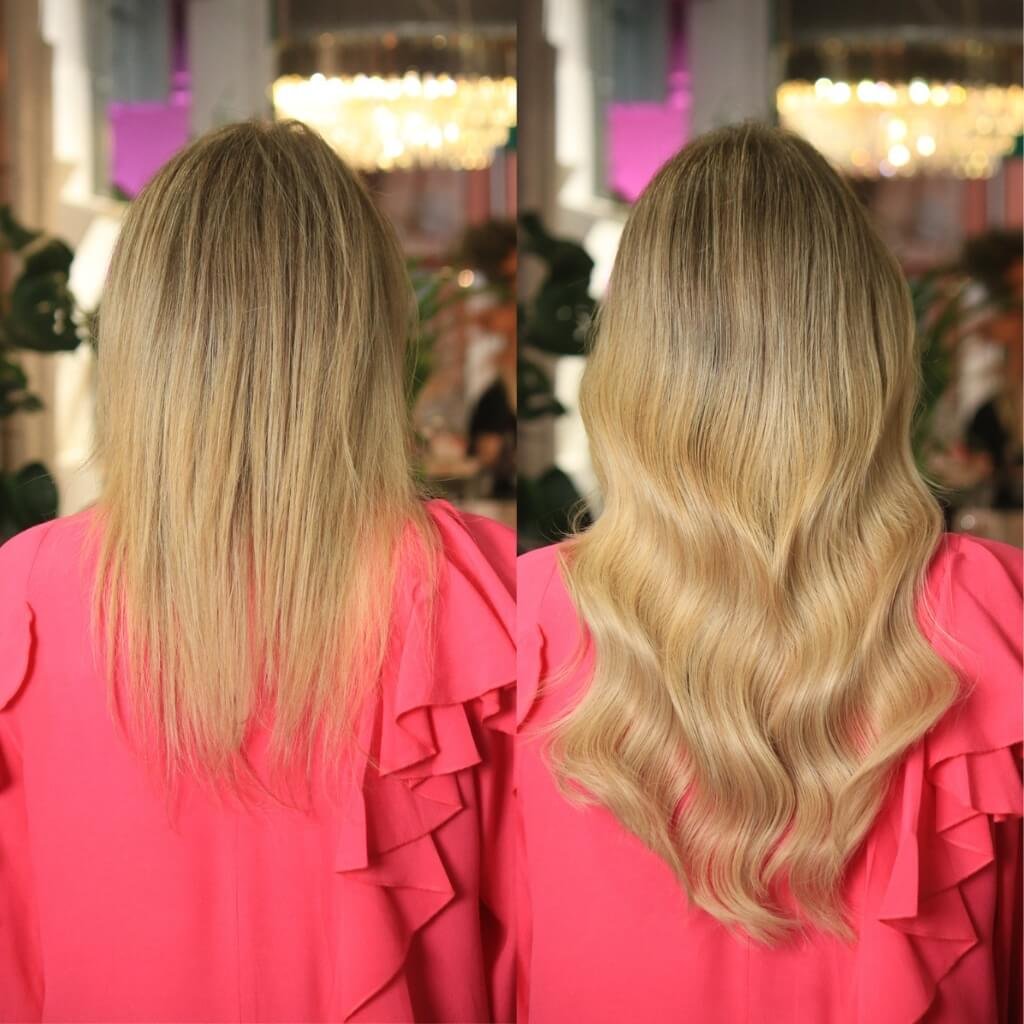wavy hair extension transformation