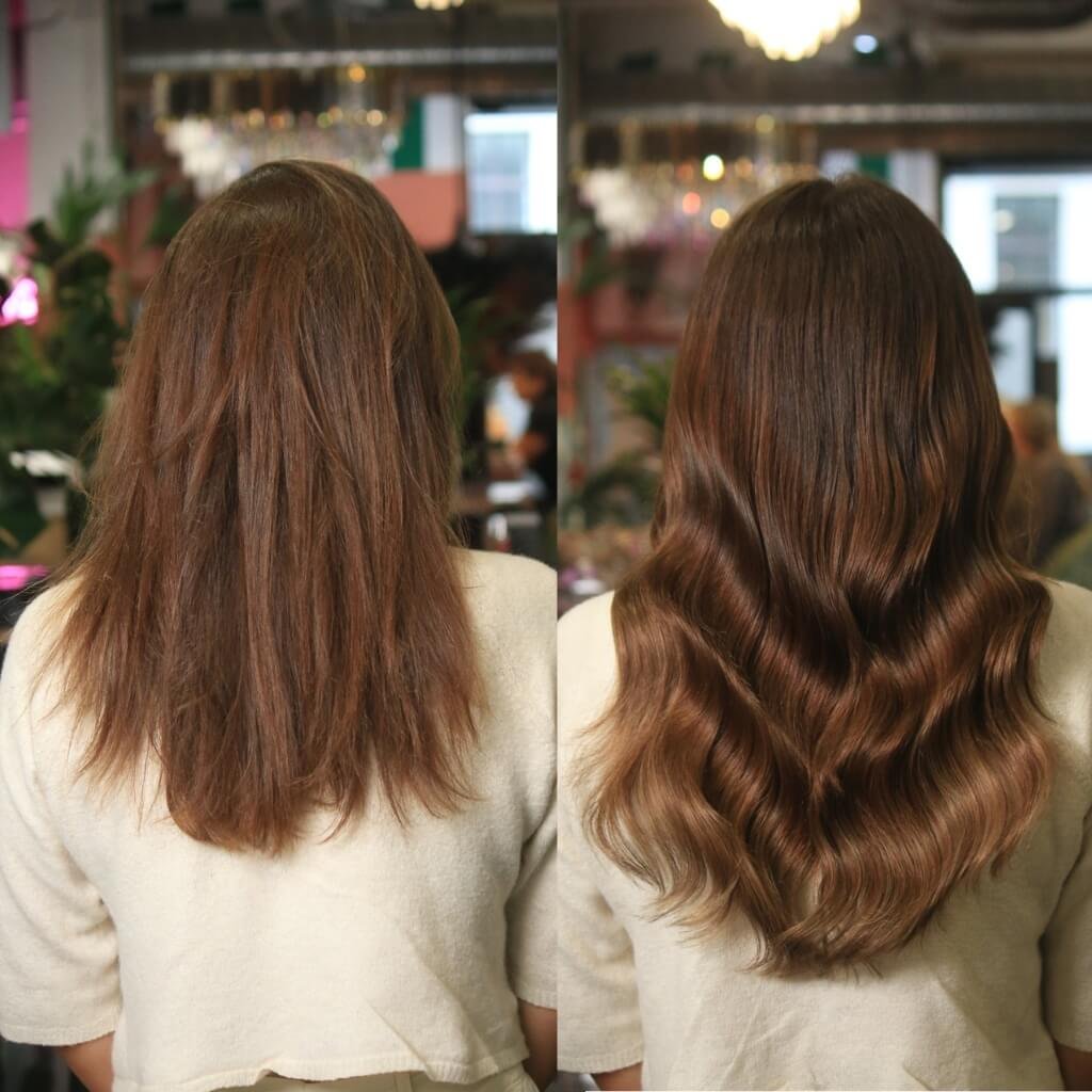 wavy hair extension transformation