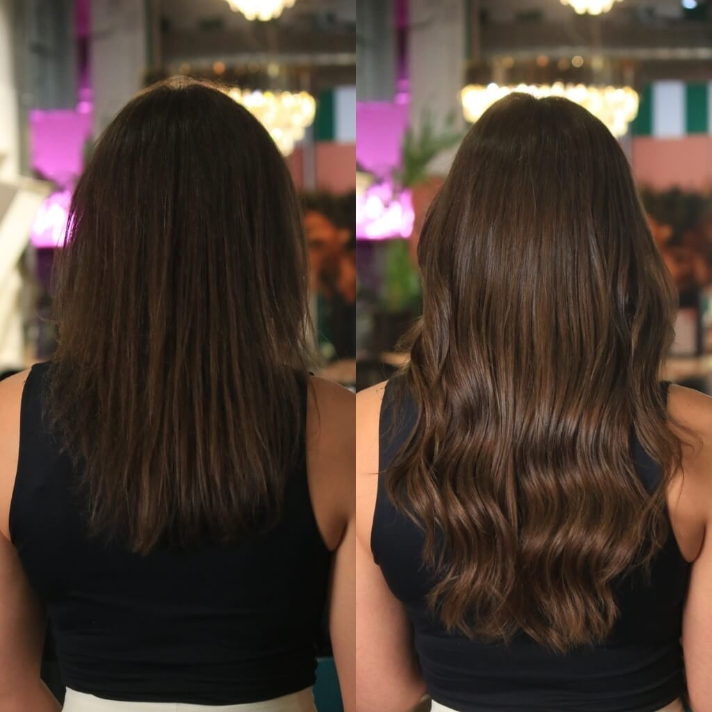 lengthening hair extension transformation