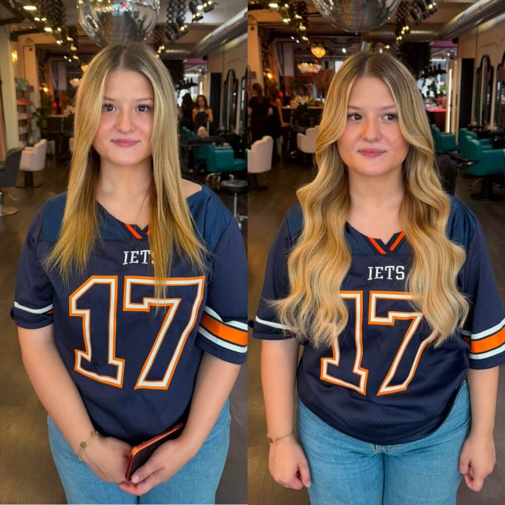 before and after blonde hair extensions