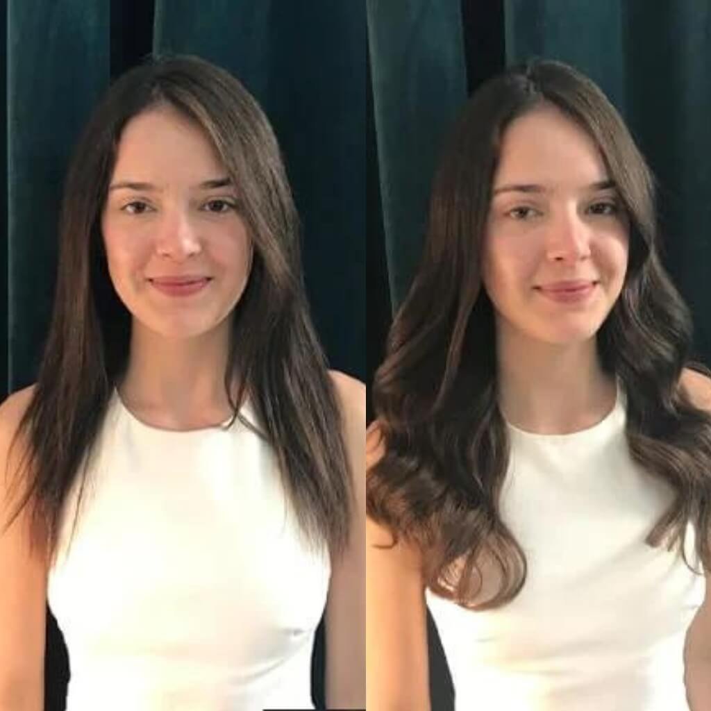 before and after hair extension transformation