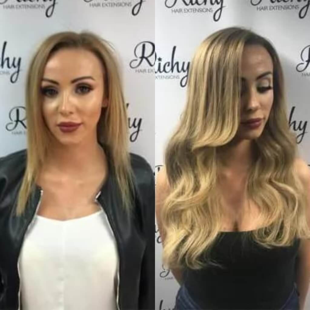 blonde hair extension transformation